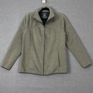L.L. Bean Sweater Knit Fleece Jacket Womens Small Reg Tan Zipper Up Pockets